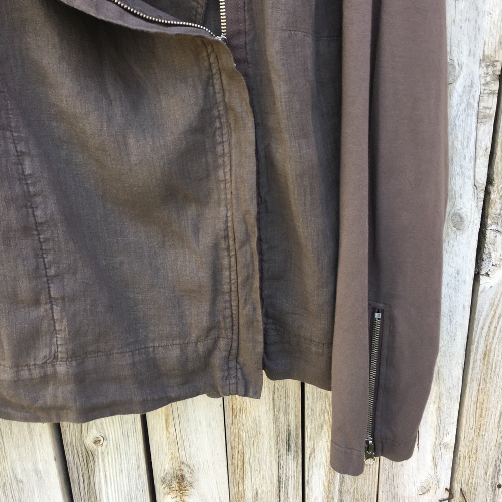 Flax Wanderlust Moto Jacket Linen Cotton Java Brown M - Picture 9 of 16